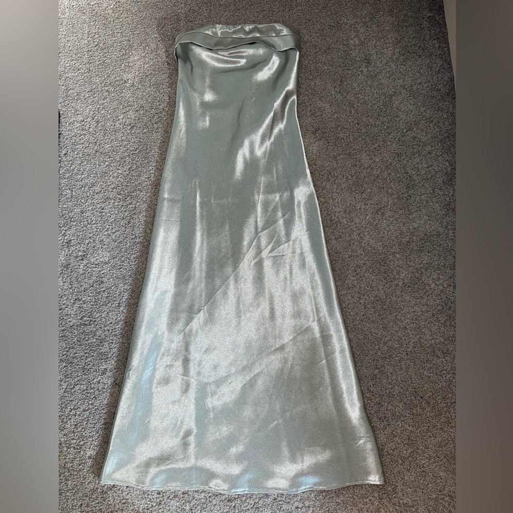 Satin Strapless Dress in Light Green - Picture 3 of 3